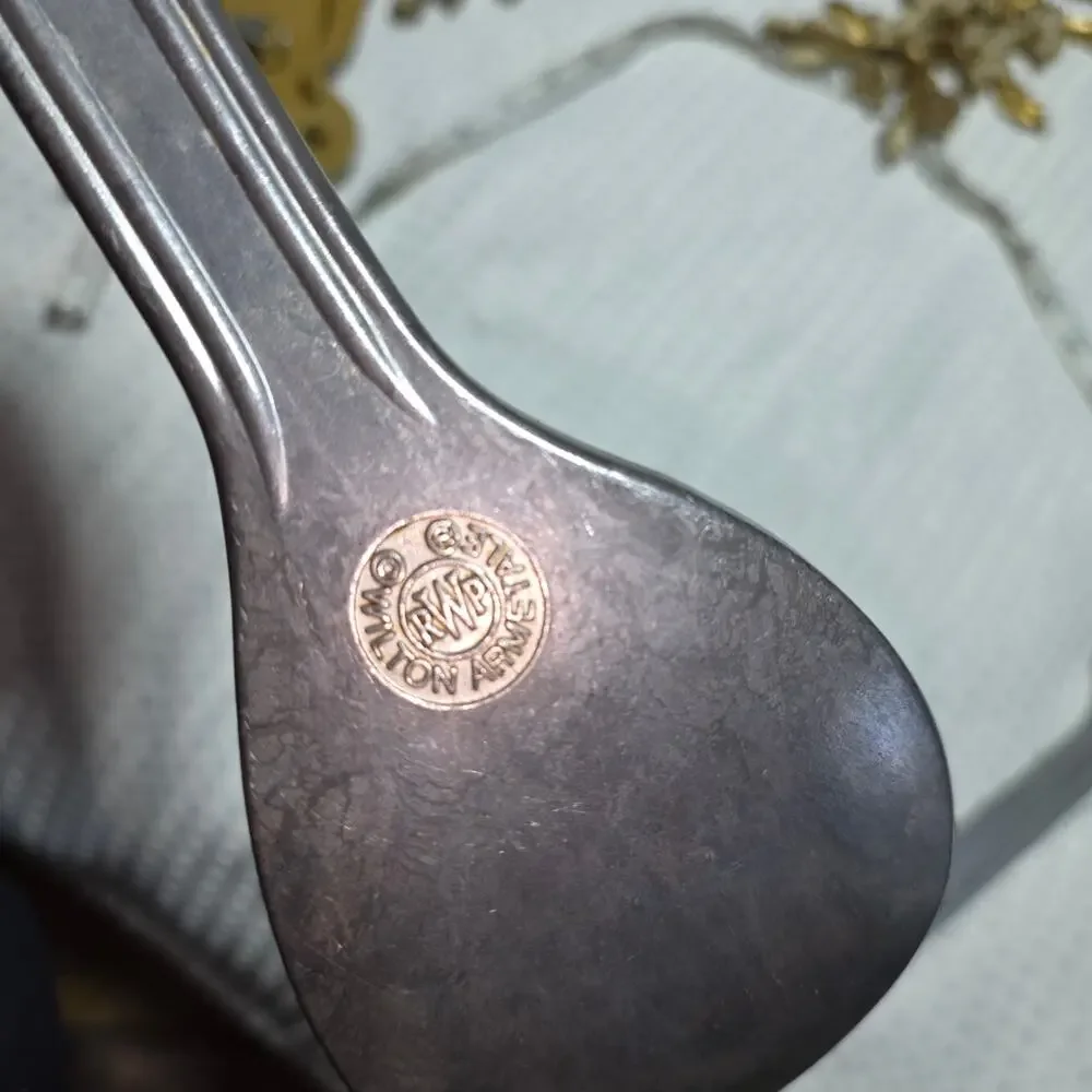 WILTON ARMETALE FLUTES AND PEARLS PEWTER SALAD FORK SPOON SET